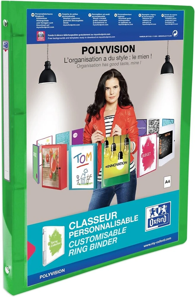 Elba Polyvision 100202273 959034-20 personalizuojamų aplankų rinkinys, 12 vnt., įvairių spalvų / skaidrūs