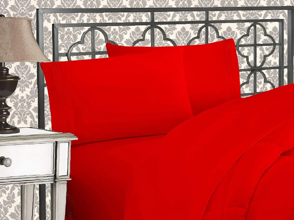Elegant Comfort 1500 gijų skaičiaus, atsparios raukšlėms ir blukimui, egiptietiškos kokybės itin minkštos prabangios 2 dalių pagalvių užvalkalai, standartinio dydžio, raudoni