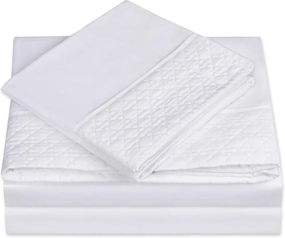 Elegant Comfort prabangus, minkštas ir jaukus 4 dalių patalynės komplektas 1500 Premium Hotel Quality mikropluošto dygsniuotas dizainas ant paklodės ir pagalvių užvalkalų, atsparus raukšlėms, Full