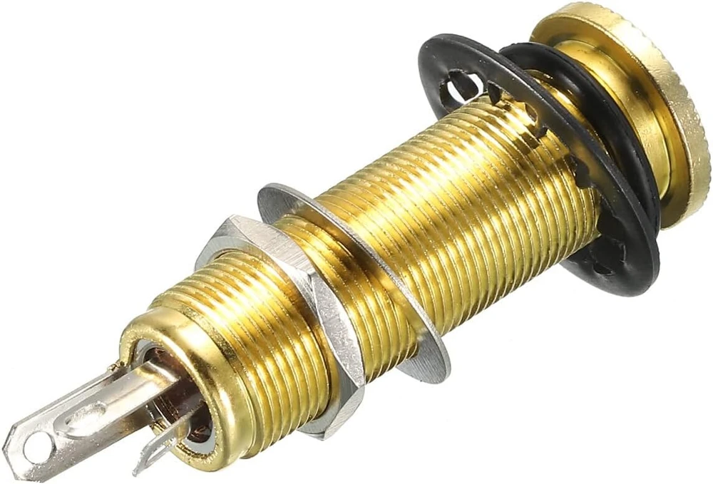 Elektrinės gitaros ir bosų lizdas 6.35mm stereo mono auksinis