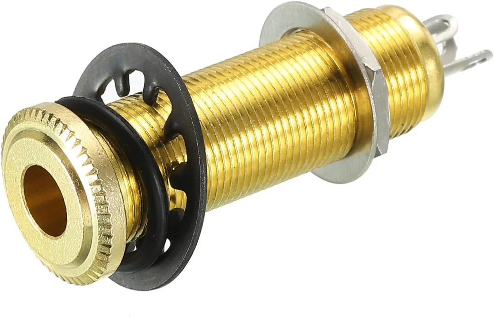Elektrinės gitaros ir bosų lizdas 6.35mm stereo mono auksinis