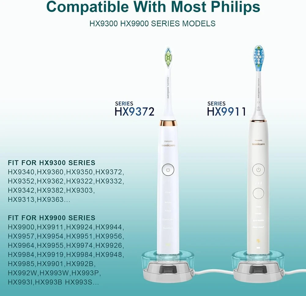 Elektrinio dantų šepetėlio pakaitinis įkroviklis, suderinamas su Philips Sonic Hx9300 Hx9900 serijos indukciniu įkrovimo stotimi, nešiojamas, atsparus vandeniui, aplinką tausojantis maitinimo laidas
