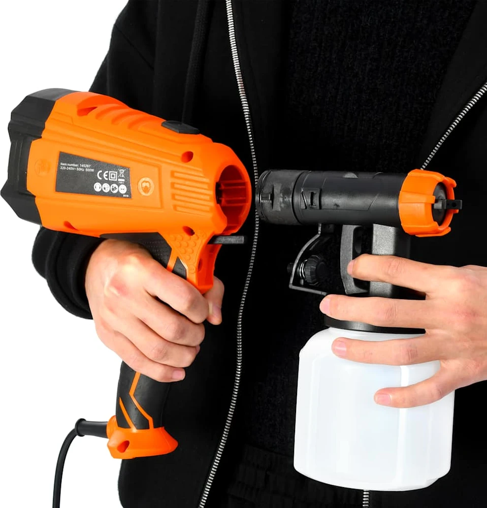 Elektrinis dažų purkštuvas su 3 dydžių antgaliais, 500W, 800ml