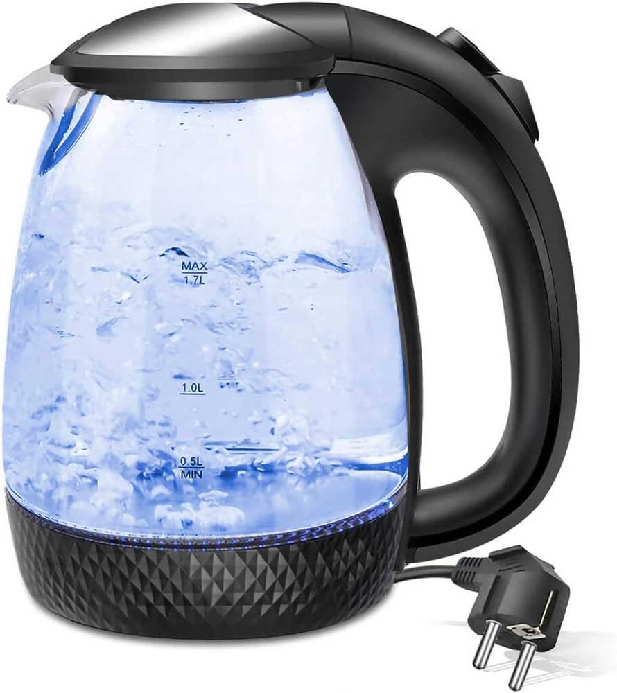 Elektrinis virdulys Extrastar, 1.7l, 2200w, stiklinis, juodas