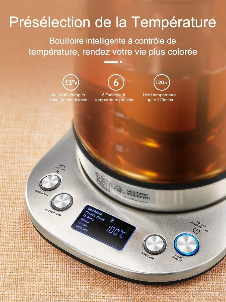 Elektrinis virdulys Fohere 2200w, 1.7l, su temperatūros kontrole ir pašildymo funkcija