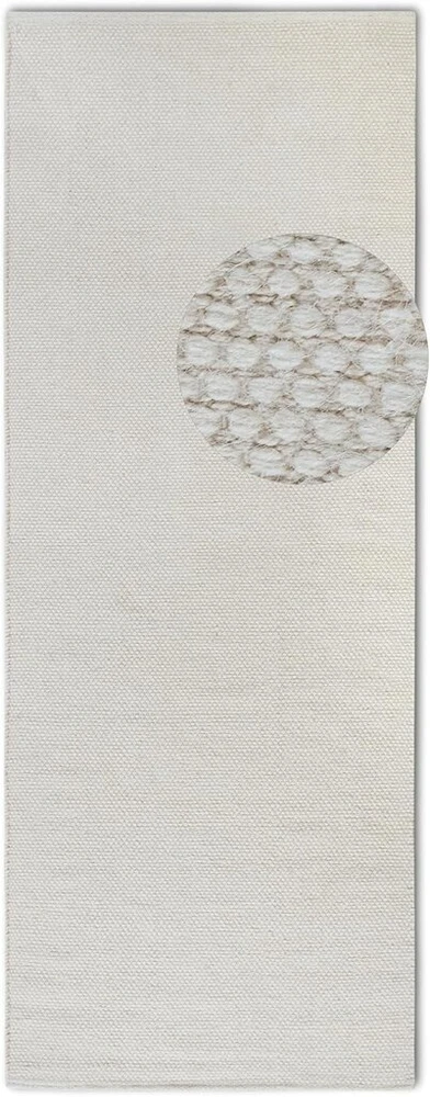 Elle Decor ation Pradesh vilnonis kilimas – natūralus kilimas svetainei – rankų darbo ir tausojantis aplinką – boho vilnonis kilimas svetainei, miegamajam, valgomajam, prieškambariui, virtuvei – natūraliai baltas, 80 x 200 cm