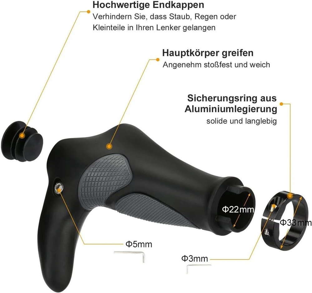 Elosis dviračio rankenos, guminės ergonomiškos dviračio vairo rankenos, neslystančios vairo rankenos 22 mm, skirtos Mtb Bmx dviračių sulankstomiems miesto dviračiams, paspirtuko rankenos