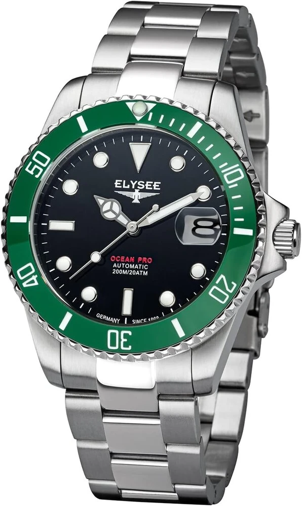 Elysee Ocean Pro Ceramic vyriškas laikrodis 40 mm 20 Atm, švytinčios rodyklės ir indeksai, datos rodymas 80581, 80582, 80583, 80584, 80585, 80586, 80588, 80589