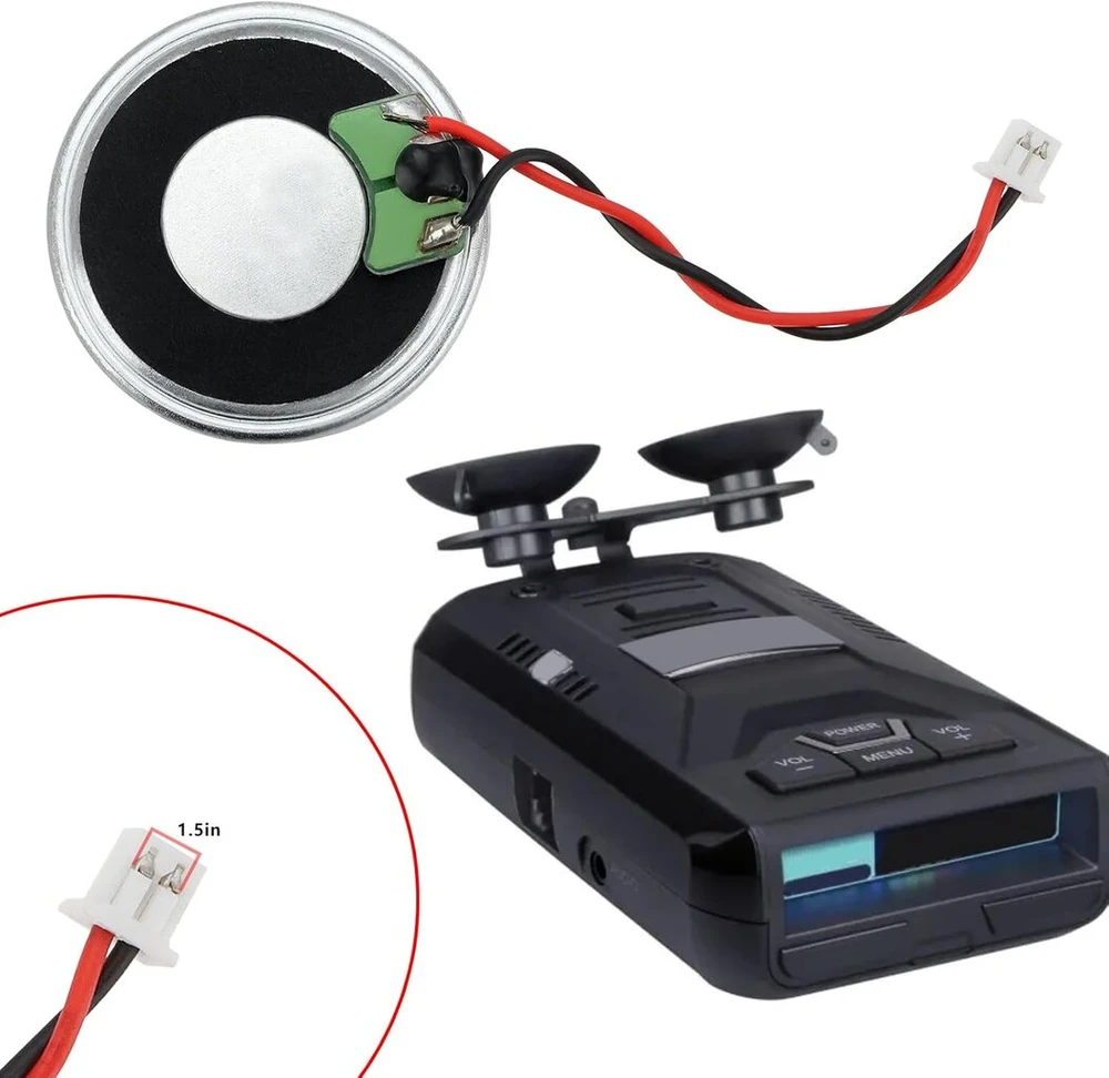 Emagtech 2 vnt. 28 mm vidiniai garsiakalbiai radarų detektoriui 16–1 W pakaitinis garsiakalbis su laidu ir 1,25 jungtimi, suderinamas su Uniden R1 R3 R4 R7 R8 radarų detektoriumi