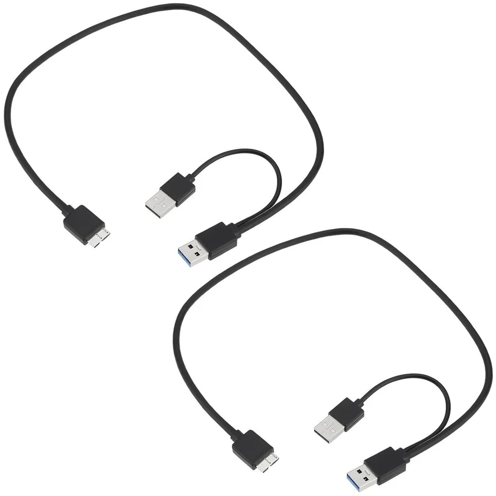 Emagtech 2x dvigubas Usb 3.0 A kištukas į Usb 3.0 Micro B kištuką Y kabelis 50 cm ir 18 cm mobiliesiems kietiesiems diskams su Usb 3.0 sąsaja