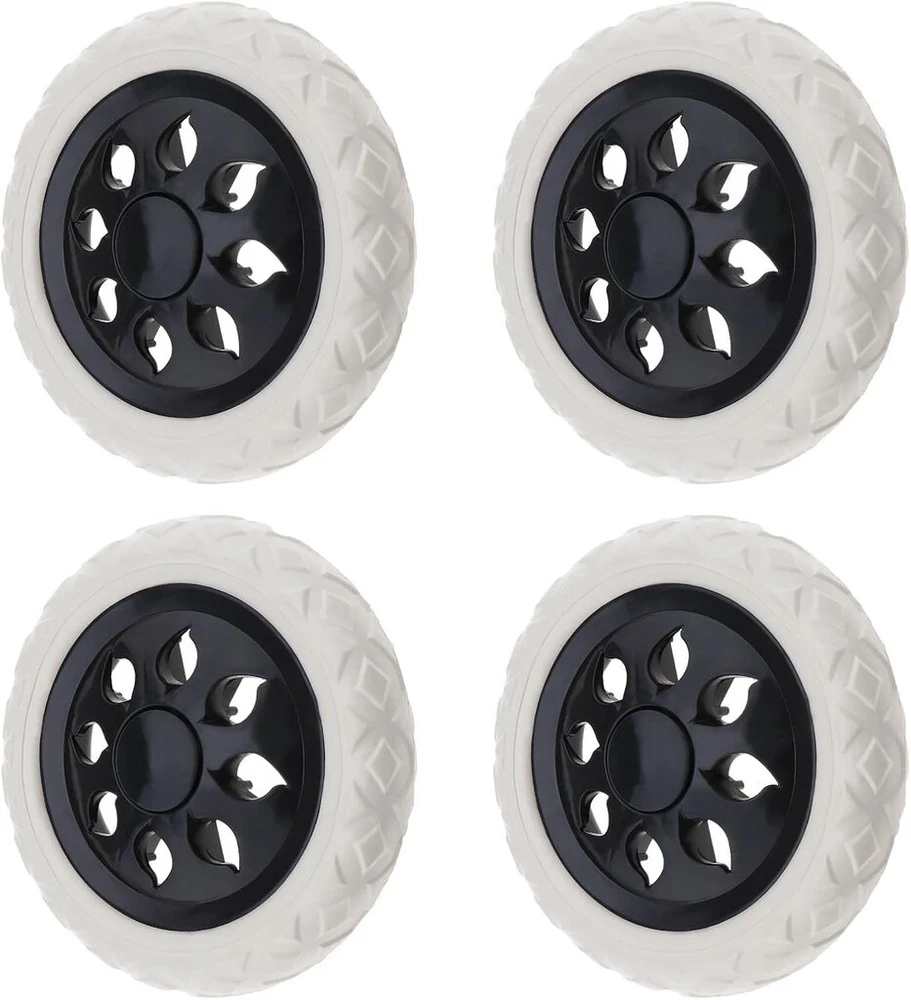 Emagtech 4 vnt. pirkinių vežimėlio ratų rinkinys, 165 mm plastikinės šerdies putų ratai pirkinių vežimėliams, kelioniniams lagaminams, maksimali apkrova 25 kg vienam ratui