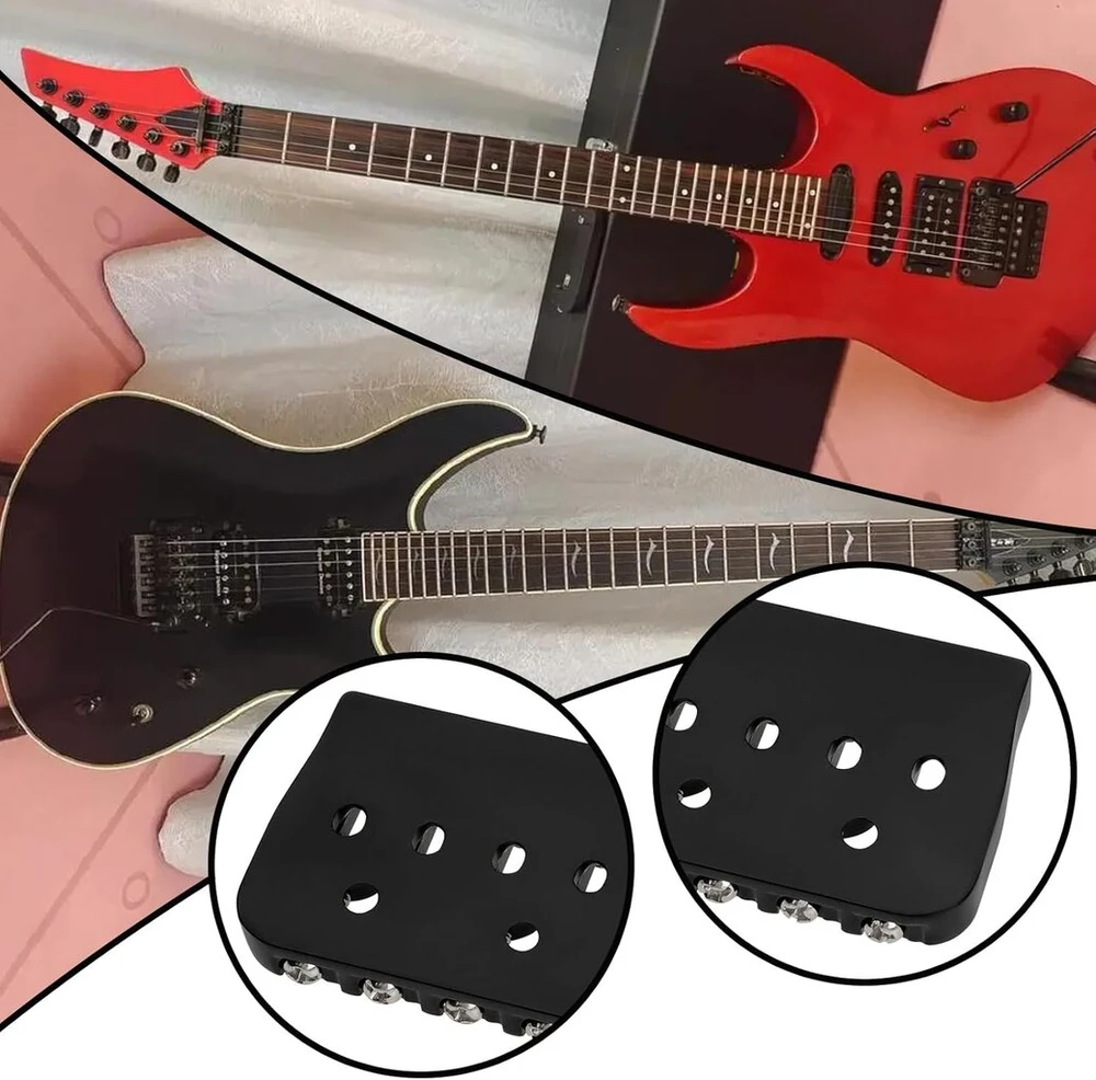 Emagtech 6 stygų gitaros fiksuotas tiltelis metalinis elektrinės gitaros atsarginis elementas gitaros balnelio tiltelio rinkinys, skirtas 6 stygų strat tele stiliaus elektrinei gitarai, juodas