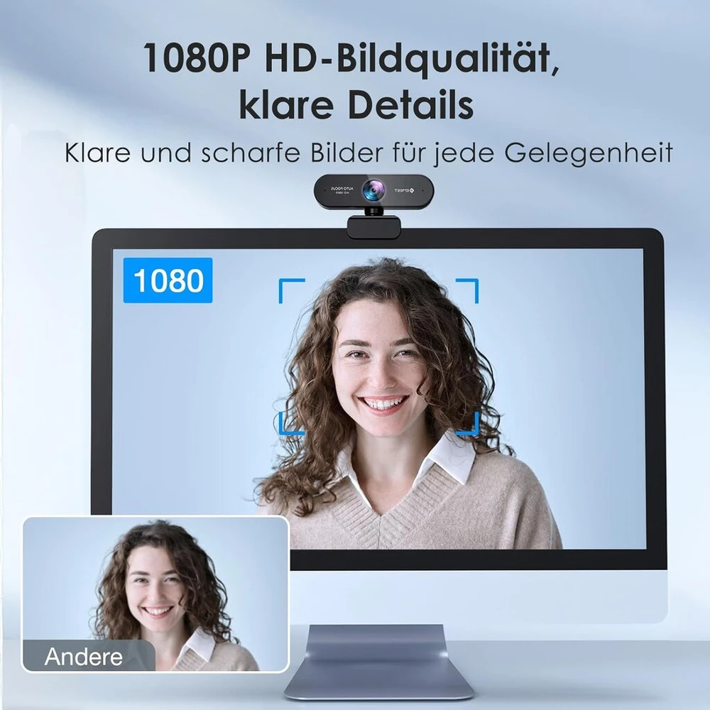 Emeet 1080p internetinė kamera su 2 mikrofonais, Nova Full Hd su automatiniu fokusavimu, srautinio perdavimo internetinė kamera su silpno apšvietimo korekcija, 96° matymo laukas, „plug & play“, 360° pasukimas, skirta „skype“, „zoom“, konferencijoms, sraut