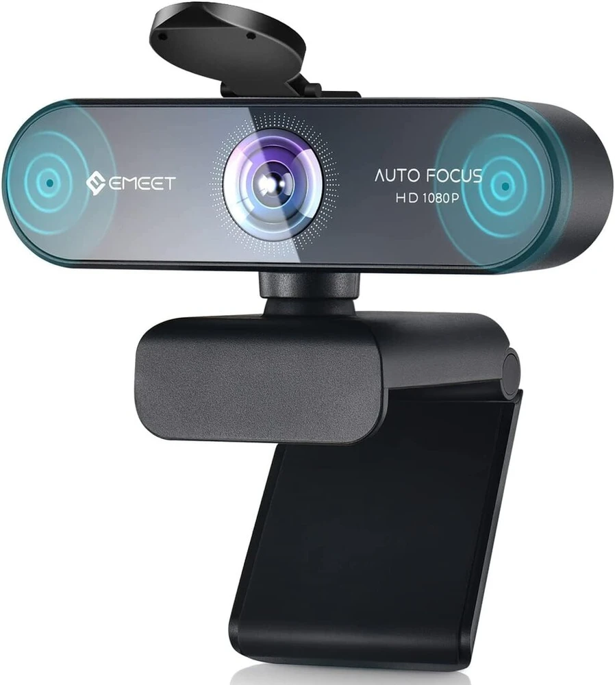 Emeet 1080p internetinė kamera su 2 mikrofonais, Nova Full Hd su automatiniu fokusavimu, srautinio perdavimo internetinė kamera su silpno apšvietimo korekcija, 96° matymo laukas, „plug & play“, 360° pasukimas, skirta „skype“, „zoom“, konferencijoms, sraut