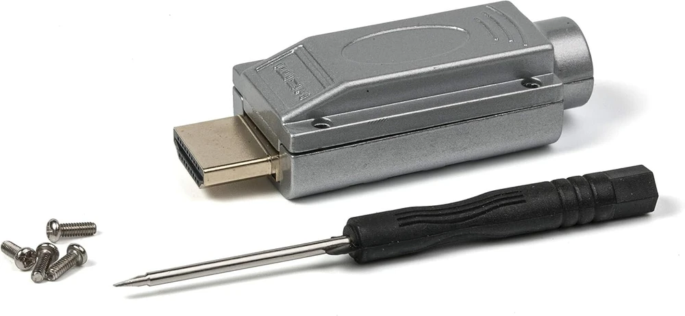 Emelec Víascom Ch001 Hdmi Male 2.0 paauksuoti kontaktai, tvirtinimas varžtais, metalo spalvos