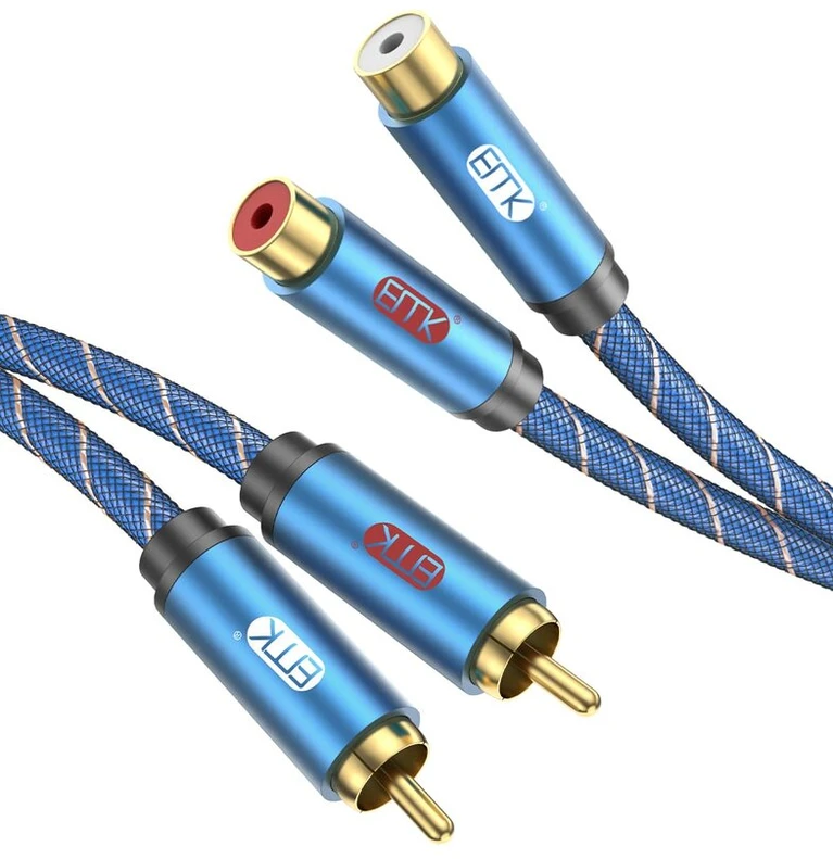Emk 2rca Stereo Garso Kabelis, 2m, Nailono Pynė, Aliuminio Korpusas