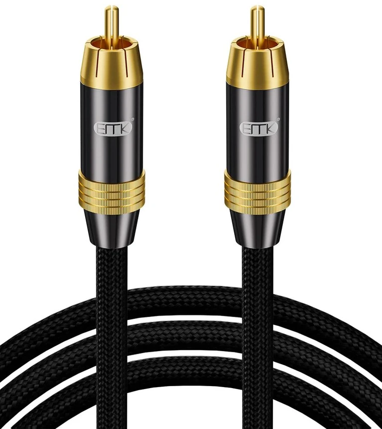 Emk Subwoofer kabelis Rca skaitmeninis koaksialinis 24k paauksuotas 5m