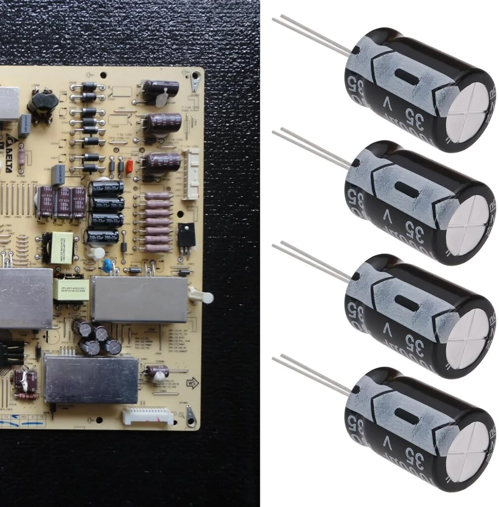 Emsea 10 vnt. 1000uf 35v elektrolitinis kondensatorius, ilgaamžis, 105°c, tinkamas televizorių maitinimo šaltinių remontui, elektroninėms reikmėms (13 x 20 mm)