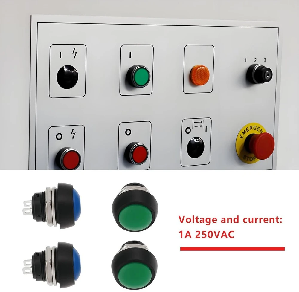 Emsea 12 vnt. 12 mm apvalus momentinis mygtukinis jungiklis 1a 250vac slėgio jungiklis elektros instaliacijai elektronikoje