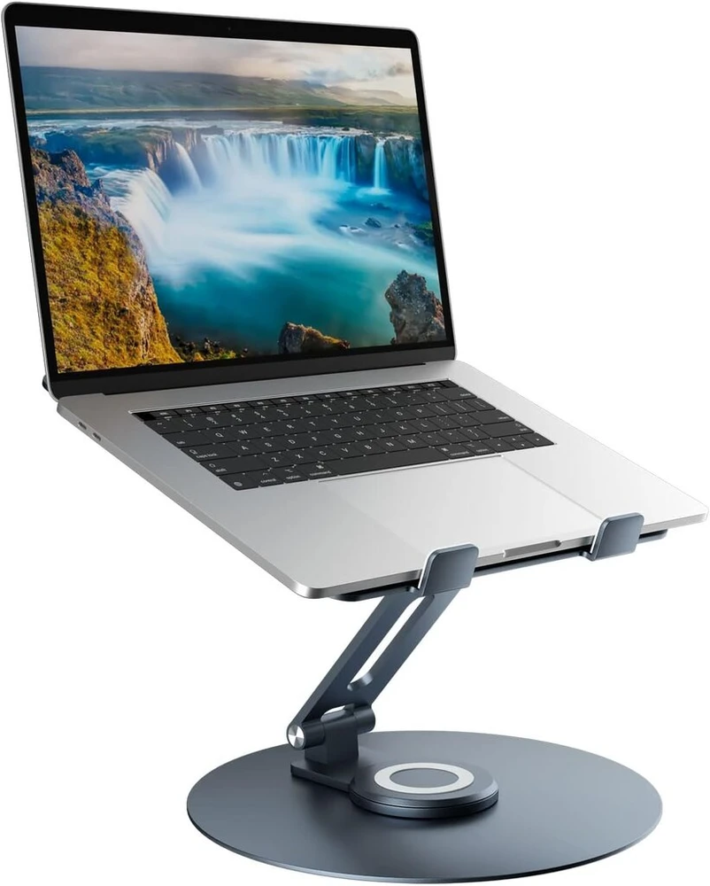Epherie nešiojamojo kompiuterio stovas su 360° besisukančiu apvaliu pagrindu, reguliuojamo aukščio ergonomiškas nešiojamojo kompiuterio stovas, ventiliuojamas kompiuterio stovas, sulankstomas tvirtas aliuminio nešiojamojo kompiuterio laikiklis skirtas sta