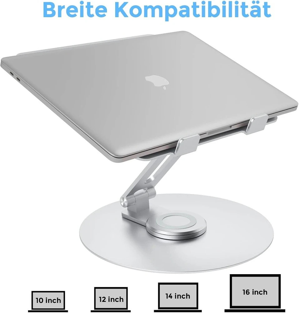 Epherie nešiojamojo kompiuterio stovas su 360° besisukančiu apvaliu pagrindu, reguliuojamo aukščio ergonomiškas nešiojamojo kompiuterio stovas, ventiliuojamas kompiuterio stovas, sulankstomas tvirtas aliuminio nešiojamojo kompiuterio laikiklis skirtas sta