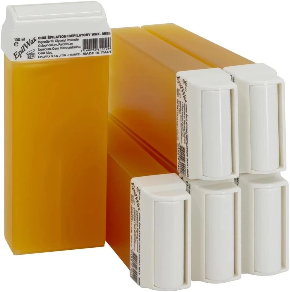 Epilwax vaško kasetės rinkinys su karšto vaško kasetėmis plaukų šalinimui, plaukų šalinimo vaškas, 100 ml, Roll-on papildymas 6 vnt. (1 pakuotė)