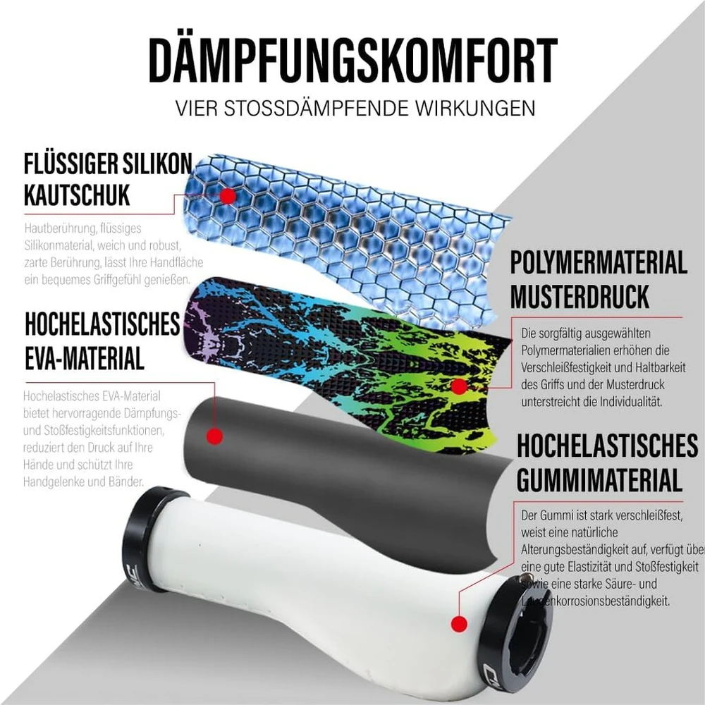 Ergonomiškos dviračio vairo rankenos 22 mm su dvigubu fiksavimu
