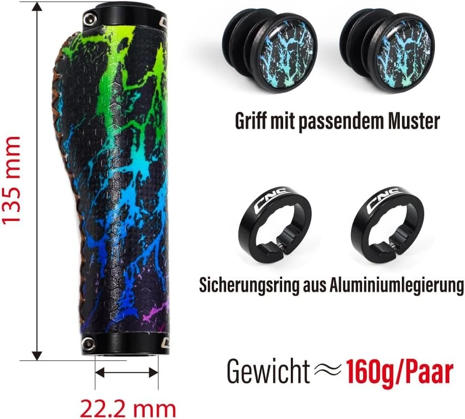 Ergonomiškos dviračio vairo rankenos 22 mm su dvigubu fiksavimu