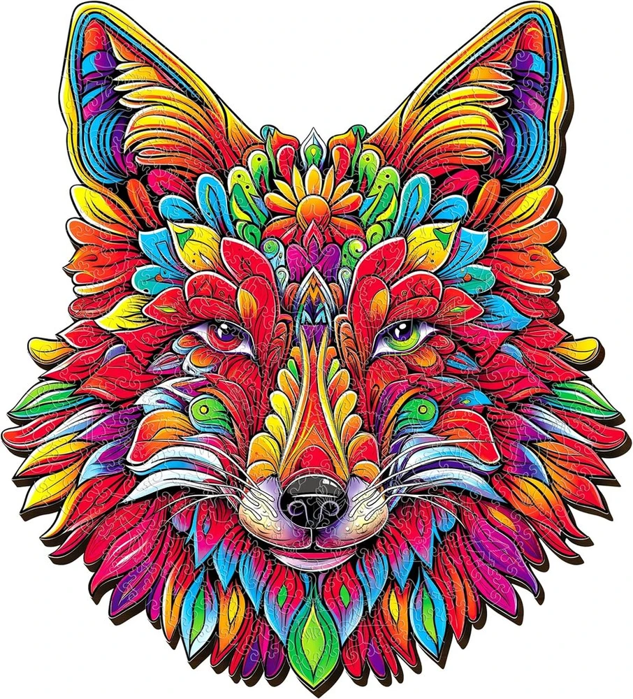 Esc welt medinė dėlionė Fox Mandala 300 dalių - lavinantis mąstymą žaidimas vaikams ir suaugusiems - aplinkai nekenksmingas ir smagus mokomasis žaislas - sudėtingas žaidimas - medinis mąstymo žaidimas