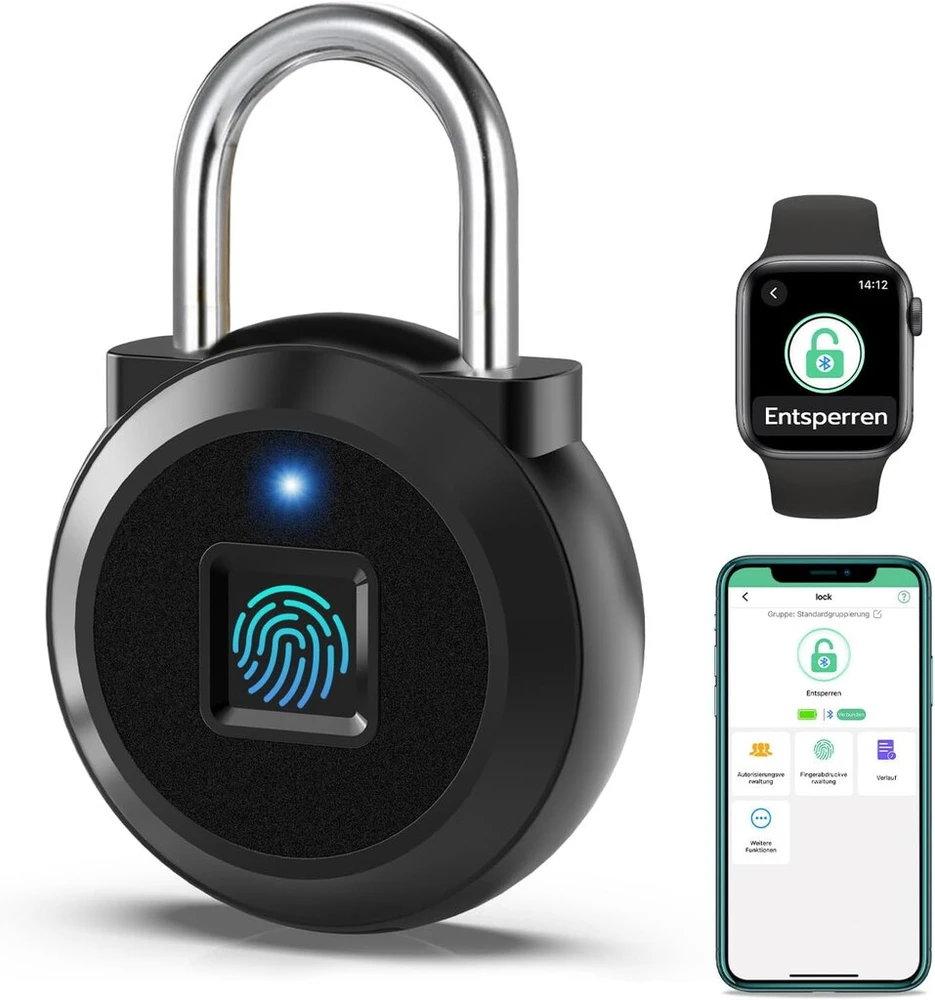 Eseesmart spyna su piršto atspaudu, išmani spyna su piršto atspaudu ir iwatch bluetooth programėle, elektroninė maža išmani spyna su piršto atspaudu spintelėms, sporto salei, biurui, namams, sodui, spintelei