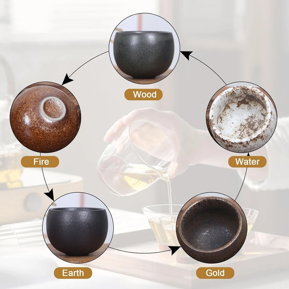 Espresso puodeliai, 5 espresso puodelių rinkinys 50 ml, mini espresso puodelių rinkinys, espresso puodeliai be rankenėlės, keraminiai espresso puodeliai, storo sienelių espresso puodeliai espresso kavai, šaltai arbatai, viskiui, puiki dovana