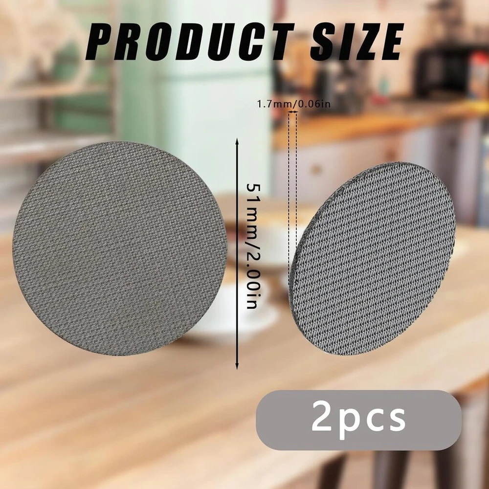 Espresso sietelis, 51 mm puck ekranas portafiltrui, puck sietelis iš nerūdijančio plieno, kavos filtro plokštelė 1.7 mm storio 150 μm espresso puck sietelis daugkartinio naudojimo puck filtras espresso puck ekranas, 2 vnt.
