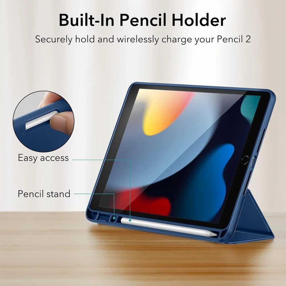 Esr dėklas, skirtas ipad 10.2 su rašiklio laikikliu, skirtas ipad 8 kartos 2020/ipad 7 kartos 2019 su pieštuko laikikliu [trifold viewing stand] [auto sleep/wake cover] rebound series