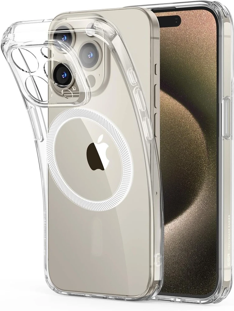 Esr skaidrus silikoninis dėklas, skirtas iphone 15 pro su magsafe, smūgiams atsparus plonas dangtelis, atsparus pageltimui, plonas permatomas tpu telefono dėklas, zero series, skaidrus