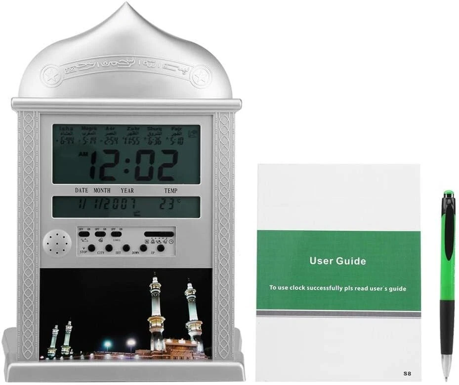 Estink azan žadintuvas musulmonų azan stalo maldos laikrodis ha-3006 skaitmeninis musulmonų maldos žadintuvas athan islam maldai 7.6 x 21.1 x 3.0 cm