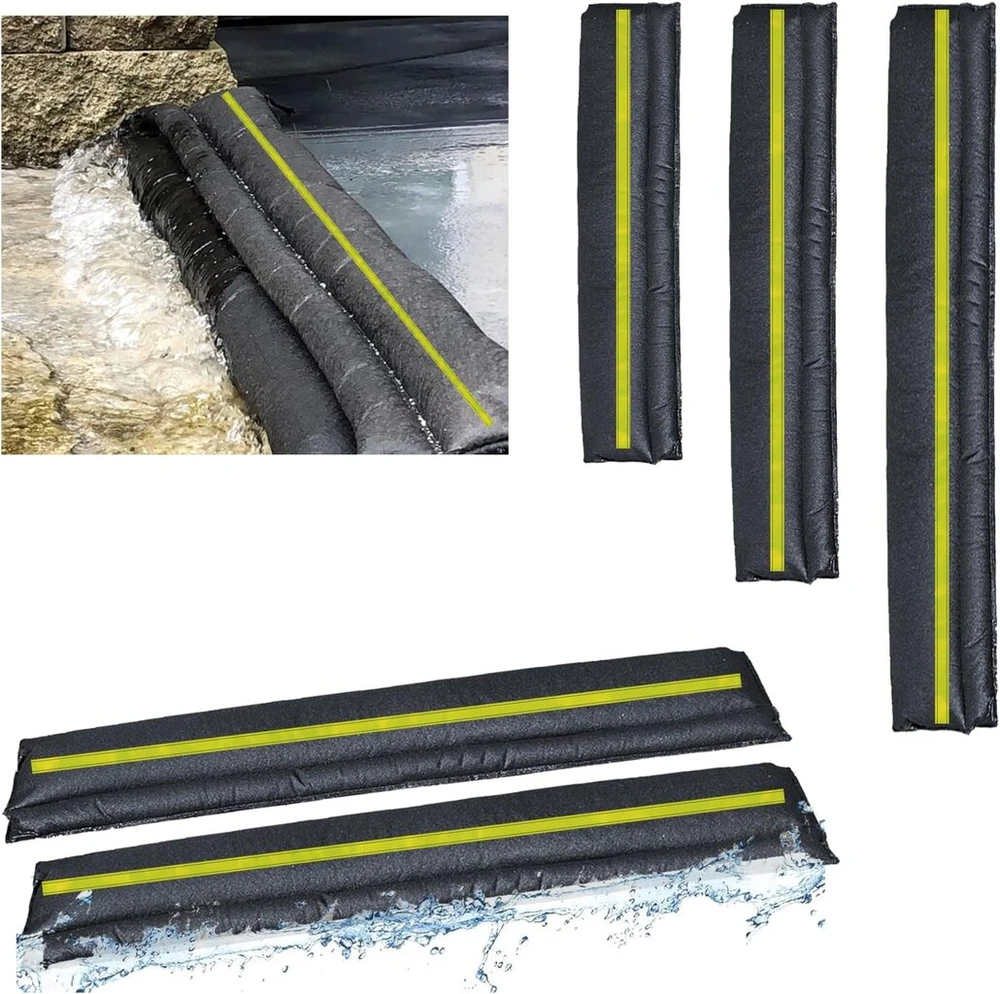 Estresen 6 vnt. 180 x 20 cm smėlio maišų rinkinys nuo potvynių su atšvaitine juostele, vandens aktyvuojami potvynių barjerai priekinėms durims, apsauga nuo potvynių durims, garažams ir rūsiams
