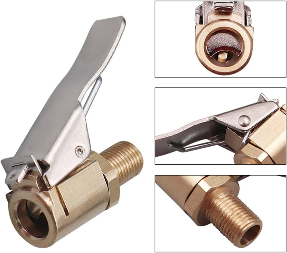 Eupneicu 8 mm automobilio ventilio adapteris [4 vnt. pakuotė], žalvarinis padangų ventilio oro siurblio spaustukas, dviračio ventilio adapteris padangų ventiliams su ventilio sriegiu automobiliui, dviračiui, motociklui, kompresoriui