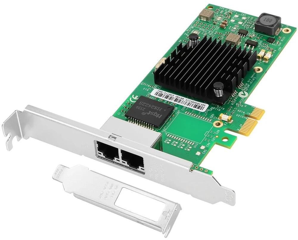 Euqvos pcie ethernet tinklo plokštė, skirta intel i350-t2 i350am2 chipset pcie 2.1 x1 1gb dual port rj45 lan kortelei, palaiko windows serveris/windows/linux/vmware/esx