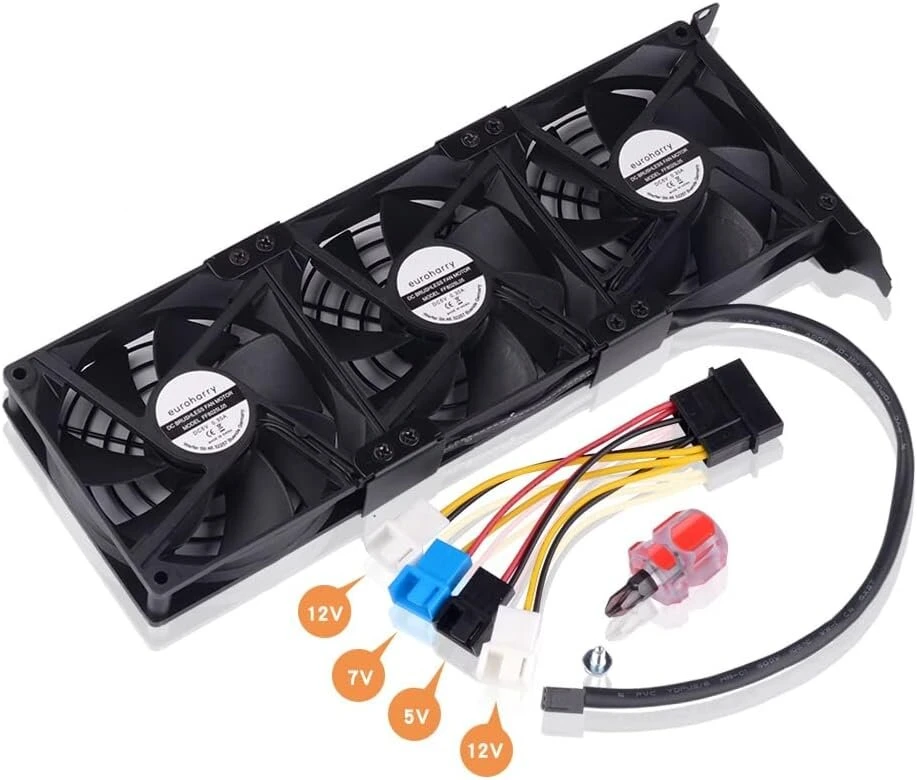 Euroharry grafikos plokštės ventiliatorius 3 x 92 mm didelio oro srauto ventiliatorius pci laikiklis aušintuvas gpu ventiliatorius palaiko 5 v, 7 v, 12 v, palaiko pagrindinės plokštės sys_fan sąsają