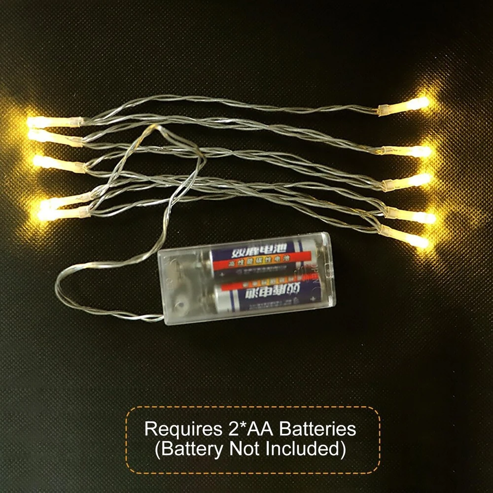 Euzuxu Led vielinės girliandos, 1 m 10 Led šiltai baltos spalvos vidaus girliandos, vandeniui atsparus kalėdinis apšvietimas kambariui, sodui, ąsočiams, Kalėdoms, vidaus dekoravimui