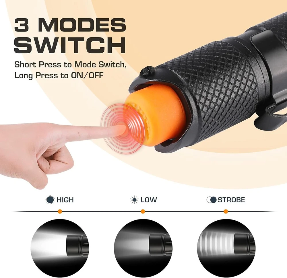 Everbrite mini led žibintuvėlis su 3 režimais, priartinamas led žibintuvėlis, aliumininis mažas žibintuvėlis, skirtas stovyklavimui lauke su 1 aaa baterija