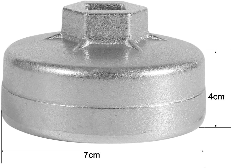 Evgatsauto dangtelio alyvos filtro raktas, aliuminio medžiagos 65 mm 14 griovelių dangtelio alyvos filtro raktas automobilio lizdo nuėmimo įrankio kasetės dangtelio raktas, sidabrinis