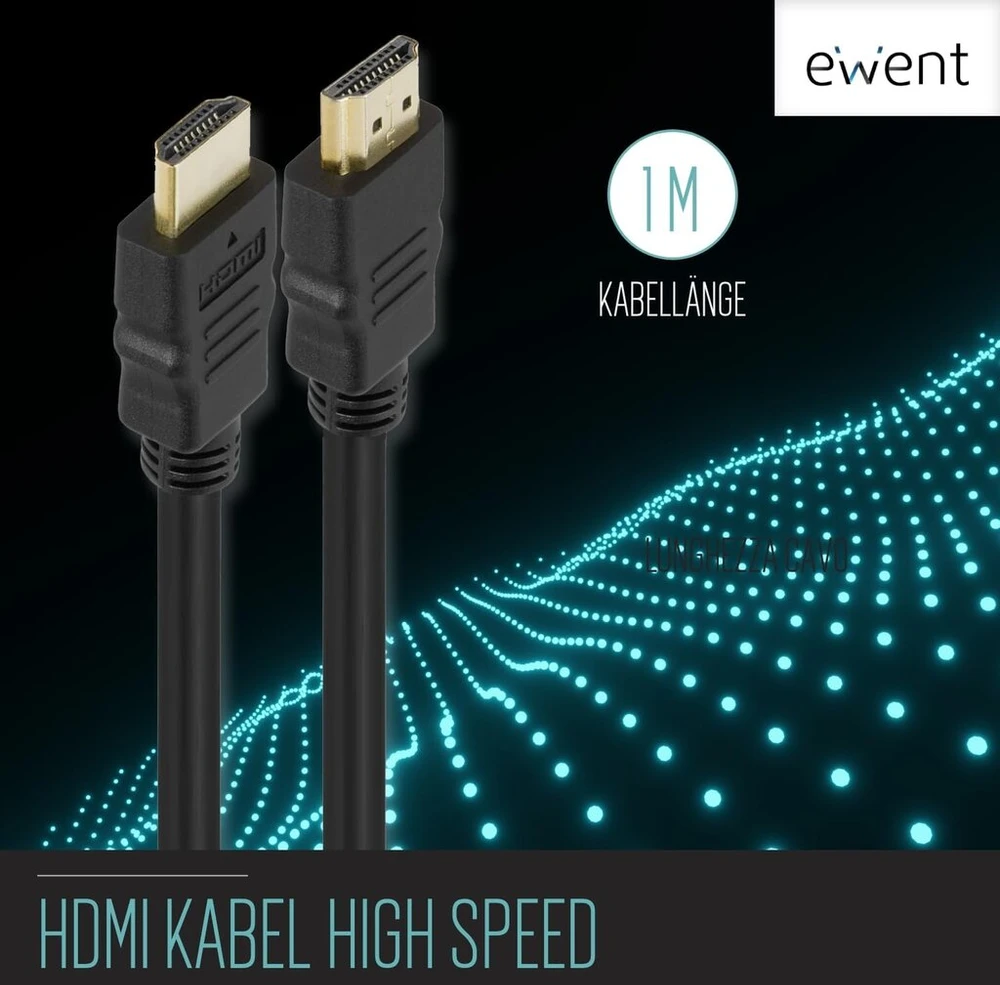Ewent Ew-130114-030-n-p 1.4 didelės spartos hdmi kabelis su ethernet a/a, jungtis nuo vyriškos iki vyriškos, 1 m