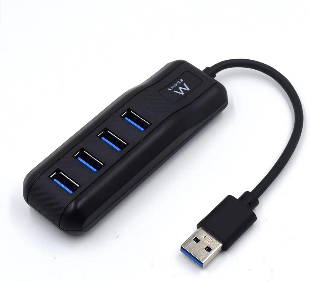 Ewent Ew1138 usb 3.2 gen1 (usb 3.0) 4-portų usb šakotuvas type a - superspeed, skirtas 5 gbit didelės spartos perdavimui, usb 3.0 šakotuvas, juodas