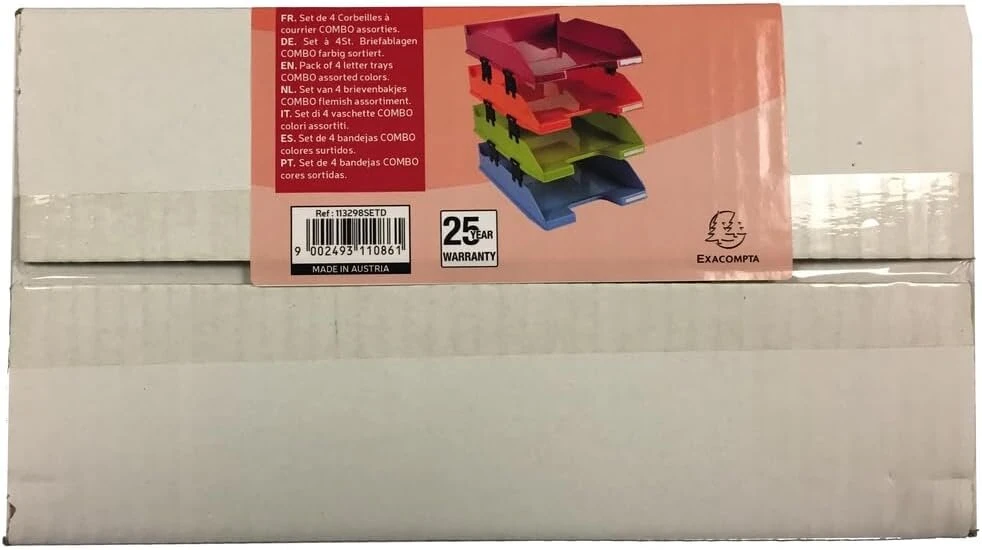 Exacompta 113298setd premium laiškų dėklų rinkinys midi din a4 su tarpikliais, idealūs laiškų dėklai jūsų organizacijai. tvirtos ir sukraunamos laikymo dėžės, asorti spalvų, matinės