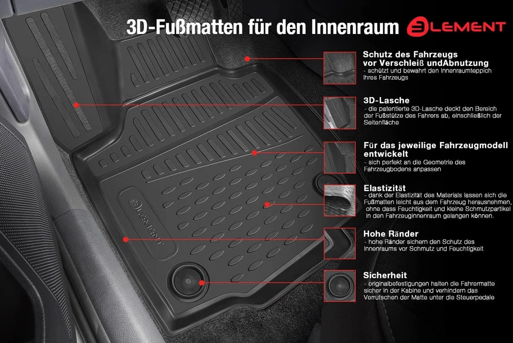 Exp.carfrd00009k Individualūs Premium Antiride guminiai kilimėliai - Ford Kuga - Pagaminta 2020, juodi
