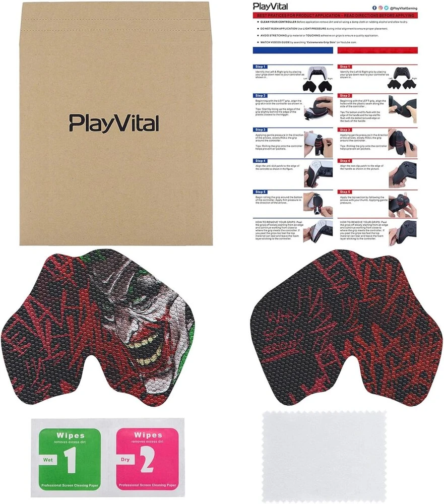 Extremerate Playvital neslystantis lipdukas, skirtas ps5, profesionalūs tekstūruoti guminiai padeliai, skirti ps5 valdikliui (clown Hahaha)