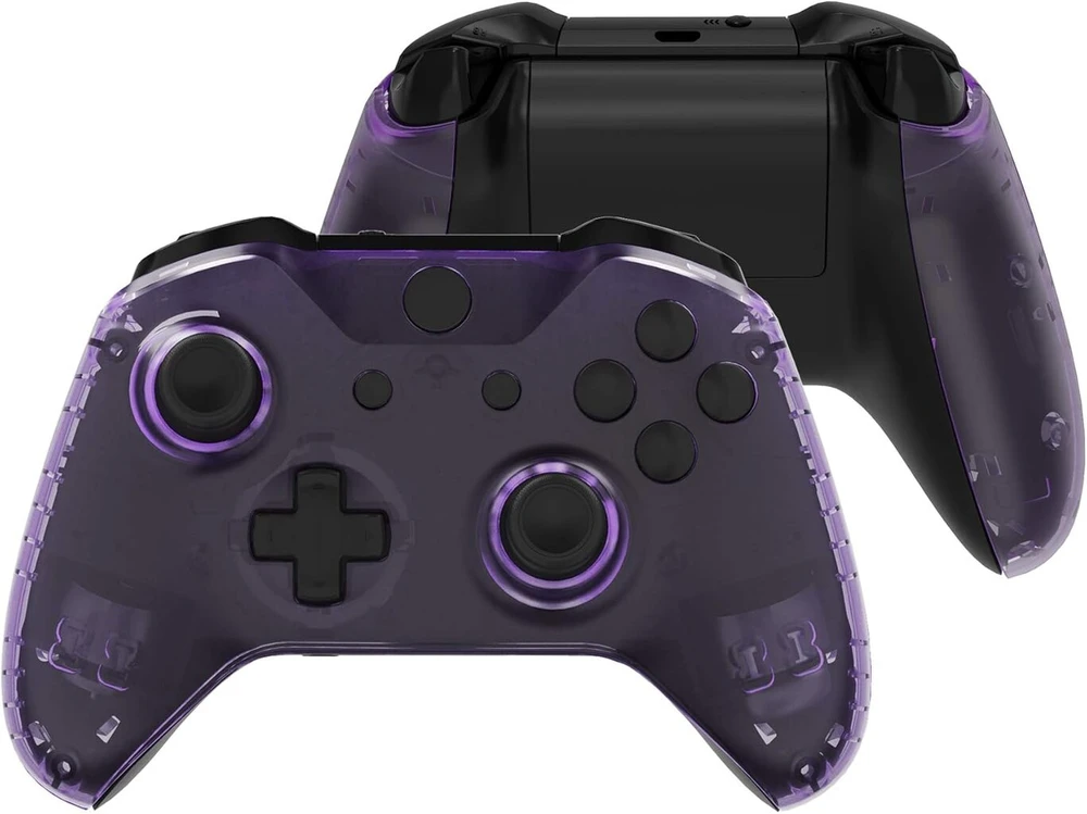 Extremerate priekinis korpusas ir rankenų dėklas, skirtas XBOX One X/s valdikliui, priekinis dangtelis ir rankenų dėklas, skirtas XBOX One S/x valdiklio modeliui 1708, skaidriai violetinis