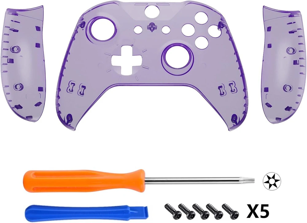 Extremerate priekinis korpusas ir rankenų dėklas, skirtas XBOX One X/s valdikliui, priekinis dangtelis ir rankenų dėklas, skirtas XBOX One S/x valdiklio modeliui 1708, skaidriai violetinis