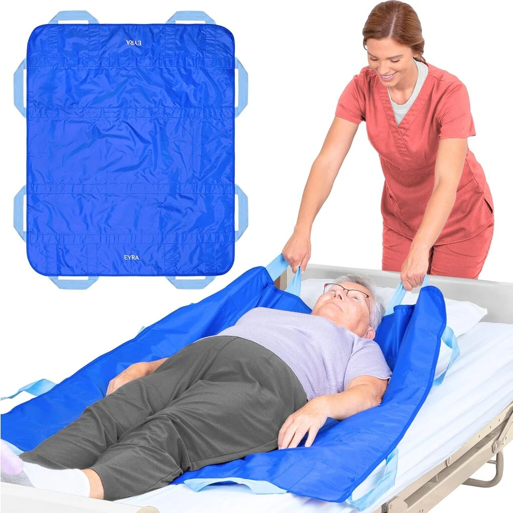 Eyra perkėlimo lenta pacientų keltuvui - 122 x 102 cm pacientų perkėlimo lenta su 8 rankenomis pagyvenusiems ir prikaustytiems prie lovos pacientams - daugkartinio naudojimo ir plaunamas slydimo paklodė ir slydimo paklodė perkėlimui lovoje